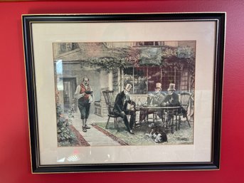 Colored Etching - Men Dining Outside