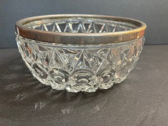 Silver Rim Cut Glass Bowl