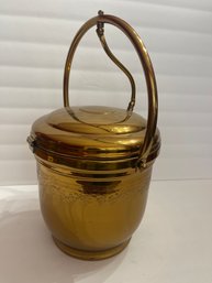 Vintage United Solid Brass Ice Bucket With Glass Liner