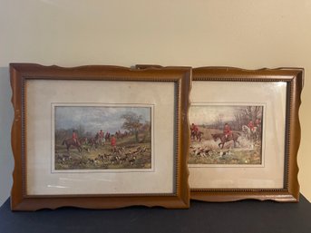 Set Of Two British Sporting Art In Wood Frame