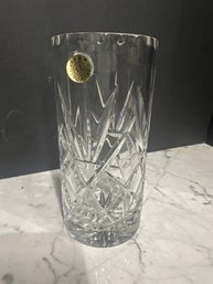 Vintage Cut To Clear Crystal Czechoslovakia Vase
