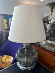 Large Vintage Modernist Glass And Chrome Table Lamp