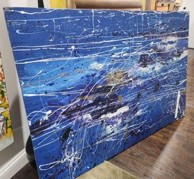 Ultra-Large Incredible Modernist Abstract Oil Painting On Board Entitled 'Coltrane's Blue Train 10'