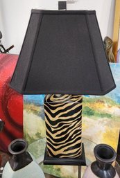 Contemporary Zebra-Patterned Designer Metal Table Lamp