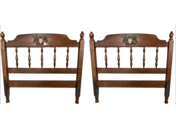 Pair Of Colonial Americana Twin Headboards