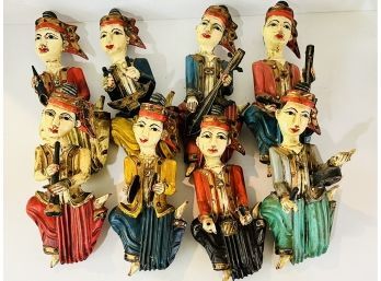 Hand Carved Wood Thai Musicians Wall Decor