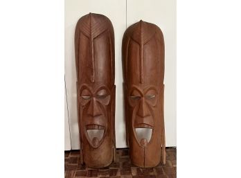 Two Hand Carved Wood Masks