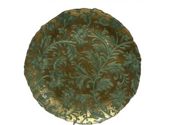 Gold And Green Glass Serving Plate
