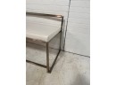 Chic Faux Leather And Brushed Metal Low Back Bench