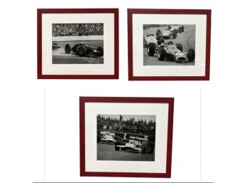 Three Framed Racecar Photos