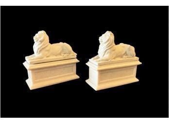 Marble Lion Bookends