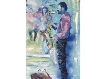 Framed Painting By RRUSSELL - Sax Player