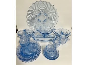 Mixed Lot Of Blue Depression Glass