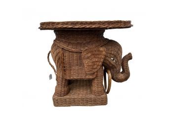 Vintage Rattan Elephant Side Table