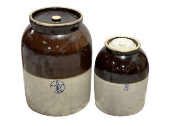 Pair Of Stoneware Jugs - 16' And 12'