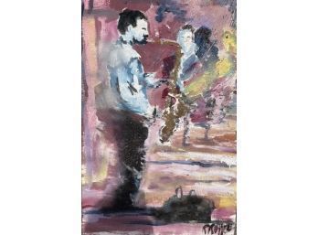 Framed Painting By RRUSSELL - Sax Player