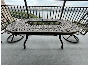 Oval Aluminum  Patio Set With Marble Center Inserts