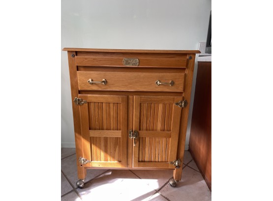 White Clad Rolling Wood Kitchen Cart