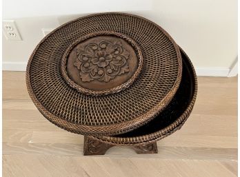 Woven Rattan Basket Table
