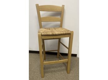 Natural Ladder Back Wood Stool With Rush Seat