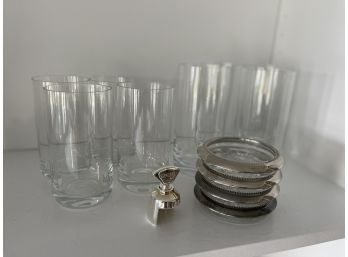 Silver Coasters And Glasses
