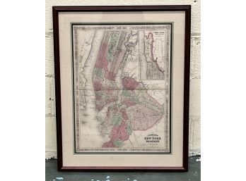 A.  J. Johnson Antique Map Of Brooklyn And Manhattan