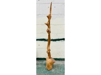 Abstract Carved Wood Sculpture - 57 X 11