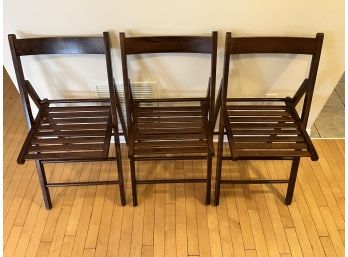 Three  Wood Folding Chairs