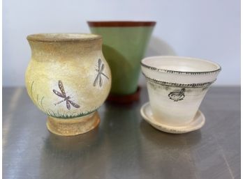 Lot Of 3 Pretty Planters Including Guy Wolff  & Co.