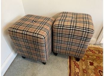 Burberry Pattern Upholstered Footstools - 2