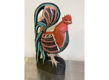 Large Wood Carved Rooster #2
