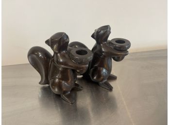 Bronze Finish Squirrel Candleholders From Restoration Hardware