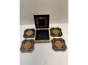 Cigar Themed Cork Coasters With Storage Box