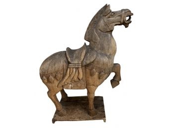 Tang Dynasty Style Wood Horse - 31' H