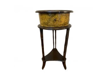 Round Accent Table With Toile Design
