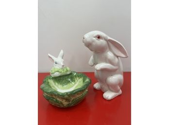Bunny Themed Ceramics Including Fitz And Floyd