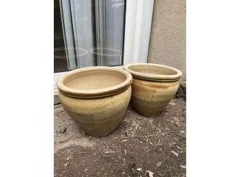 Matching Pair Of Clay Pots