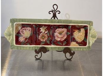 Painted Floral Divided Dish