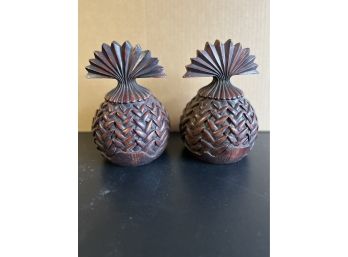 Carved Pineapple Shaped Bookends