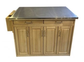 Expandable Kitchen Island With Stainless Steel Top