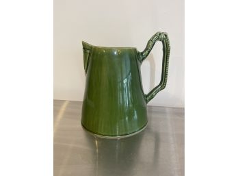Style Eyes By Baum Bros. Green Ribbed Retro Pitcher