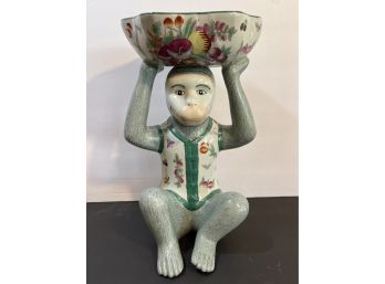 Vintage Chinoiserie Porcelain Monkey Dish