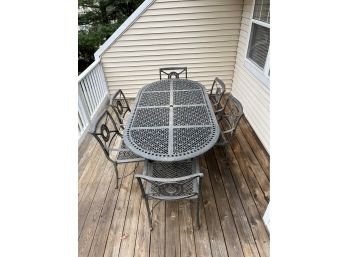 Outdoor Aluminum Table With Six Matching Chairs By Landgrave