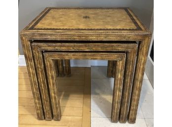 Tooled Leather Top Nesting Tables
