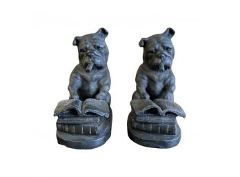 Smoking Bulldog Cast Iron Bookends