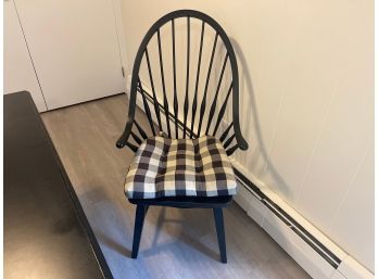 Windsor Back Dining Chair With Buffalo Check Cushion