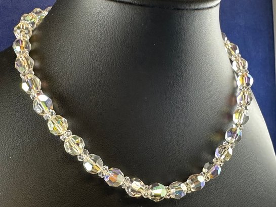 Buy Vintage Crystal Bead Necklace 66 Roundel Cut Beads 12 Mm 9 Mm Strung on  Sterling Silver Chain Spring Ring Clasp 36 Grams 18 Inches Long Online in  India - Etsy