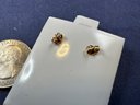 14K Yellow Gold Cross Diamond Simulant Stud Earrings