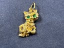 14K Yellow Gold & Emerald Cat Charm