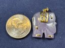 14K Yellow Gold & Purple Jade Elephant Pendant
